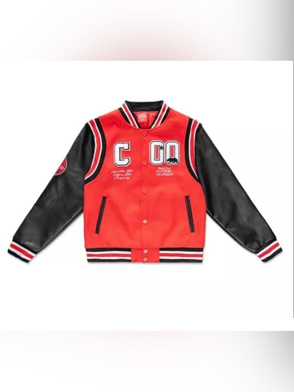 Source Unknown Red and Black Kids Varsity Letterman Jacket